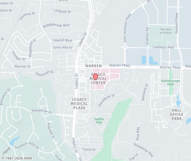Location Map: 5575 Warren Pkwy, Suite 310 Frisco, Texas 75034